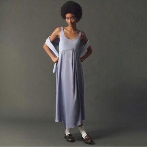 ANTHROPOLOGIE EUC Dusty Periwinkle Sleeveless Empire Waist Pleated Midi Dress